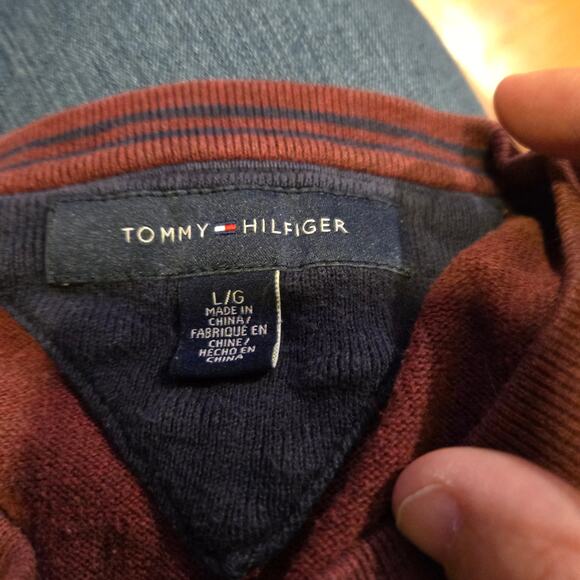 Tommy Hilfiger Burgundy Cotton Crewneck Sweater L - Picture 3 of 8